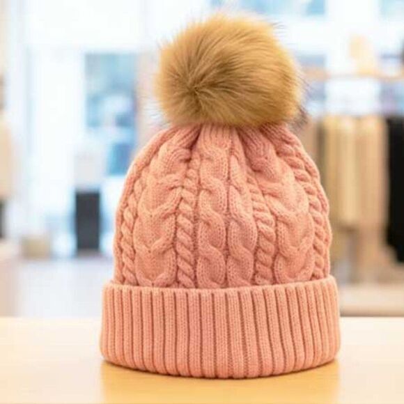 2/$30 Ladies Pink Fuzzy Ladies Winter Cap Beanie Hat - Picture 5 of 7